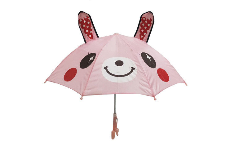 Warna Pink 3d Desain Anak-anak Lucu Payung Dengan Topi Pengaman 10mm Logam Shaft Frame pemasok