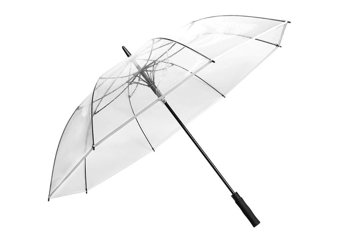 Bingkai Fiberglass Yang Kuat Payung Hujan Plastik Bening Kain Plastik Poc Yang Jelas Ramah pemasok